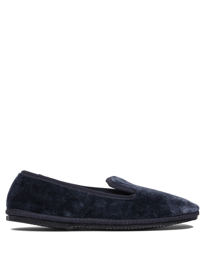 Sentier Di Segantin Roberta Streamlined Blue Loafers And Slippers With Plush Texture In Blue
