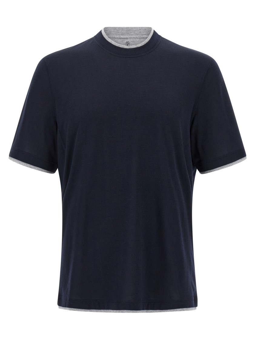 Brunello Cucinelli Double Layer T-shirt In Blue
