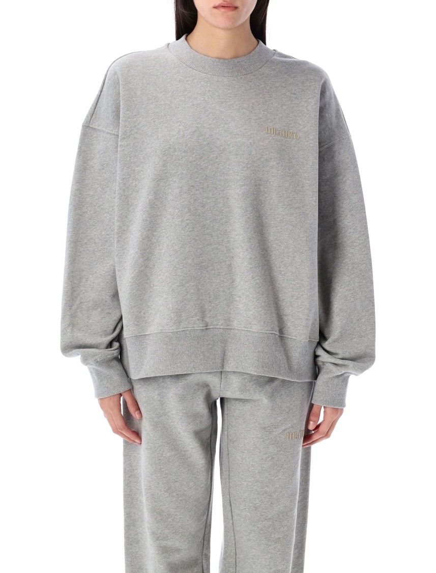 Attico Grey Crewneck Logo Pullover In Grey