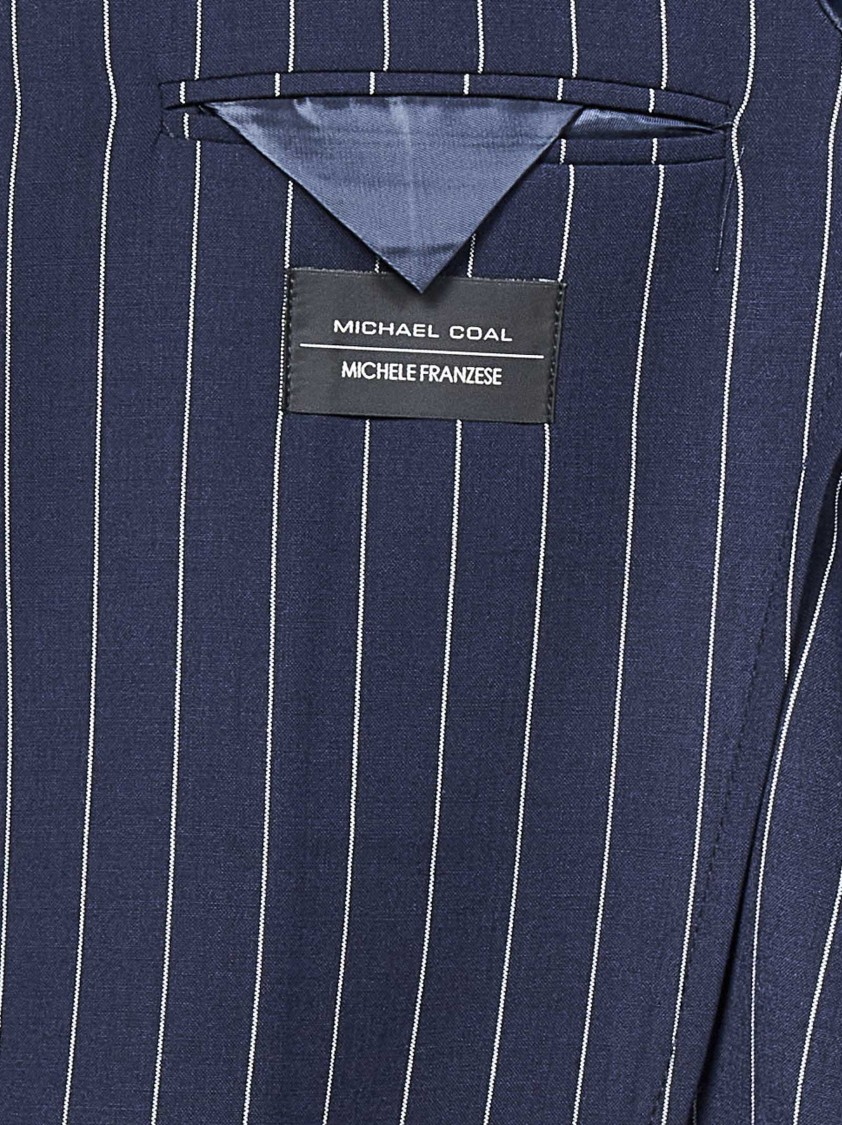 MICHAEL COAL MICHAEL COAL NAVY WOOL BLEND SINGLE-BREASTED BLAZER