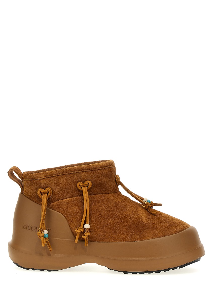 Moon Boot Luna Low Suede Beads Boots And Ankle Boots In Brown