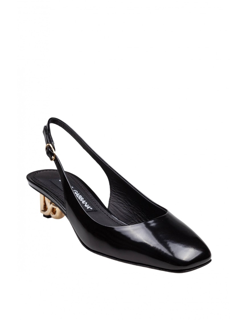 Dolce & Gabbana Black Décolleté With Dg Logo On The Heel In Black