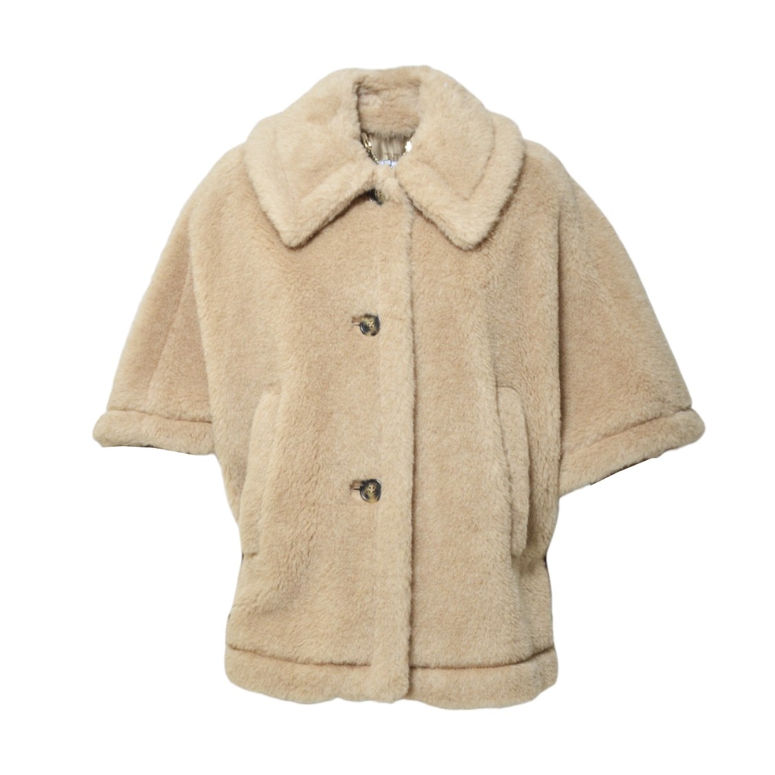 Max Mara Tenebre4 Teddy Alpaca Beige Cape In Neutrals