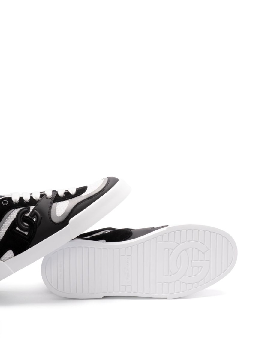 Dolce & Gabbana Round Head Low-cut Sneakers In Black
