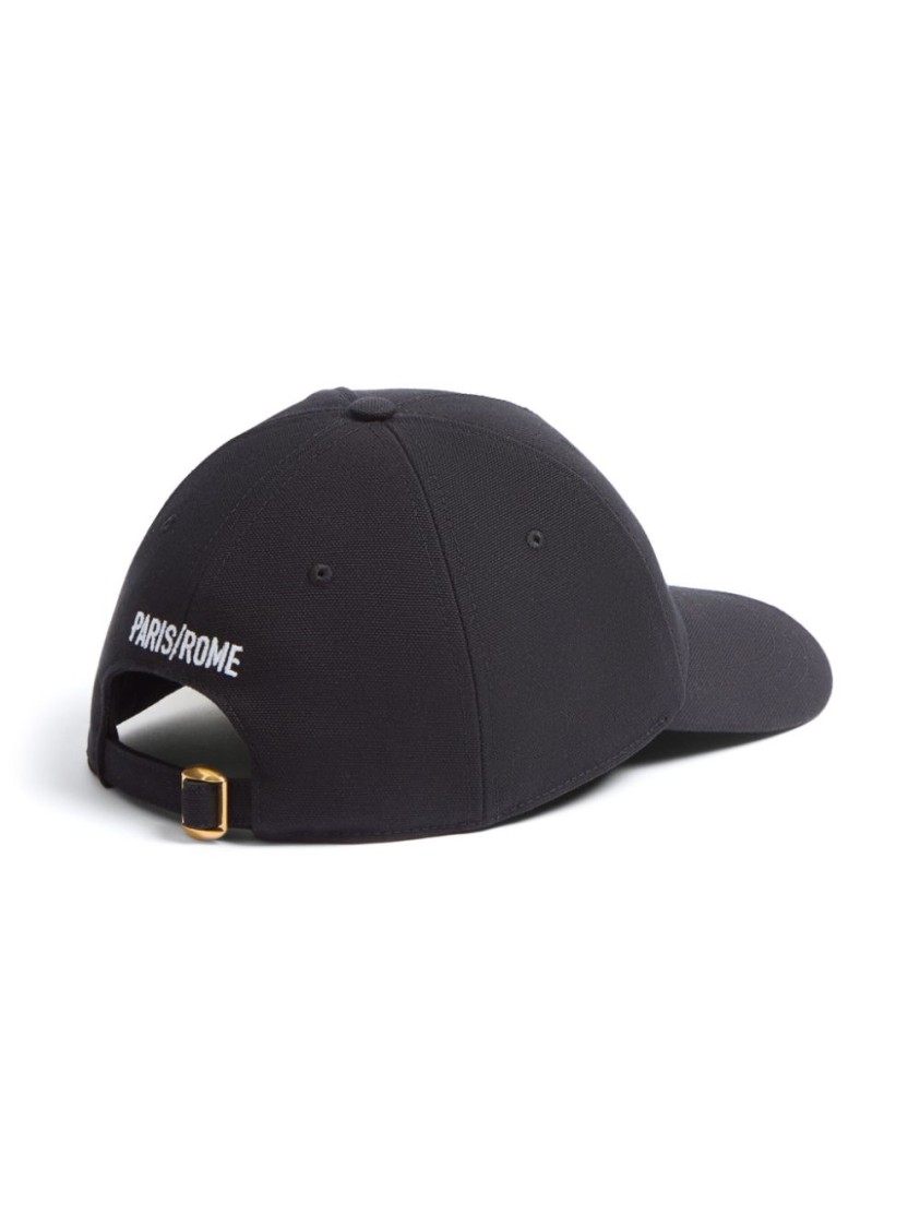 Valentino Cotton Baseball Cap With Embroidery In Black