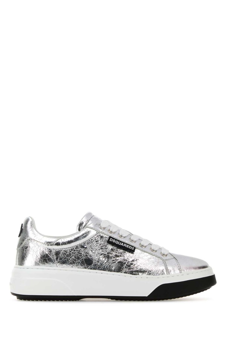 Dsquared2 Silver Leather Bumper Sneakers In White