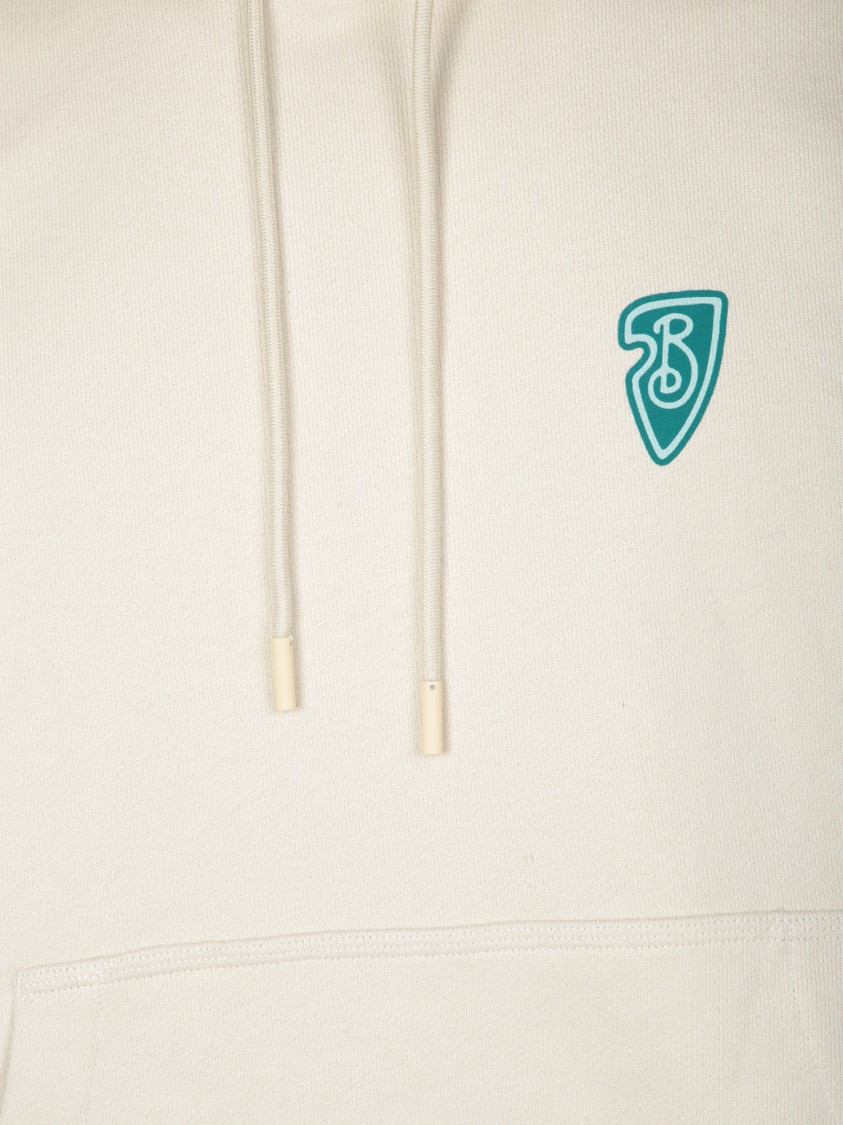 Burberry White Cotton Sweatshirt With Drawstring Hood In Neutrals