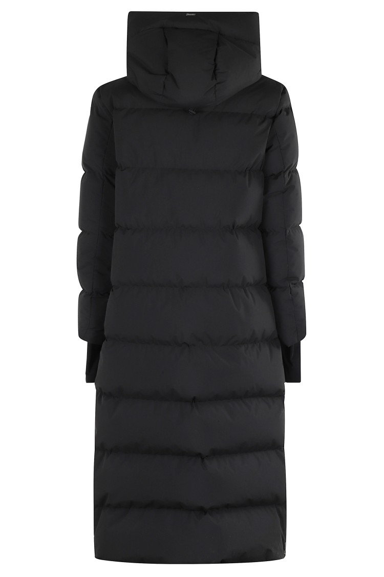 Herno Long Black 2-layer Jacket With Hood In Black