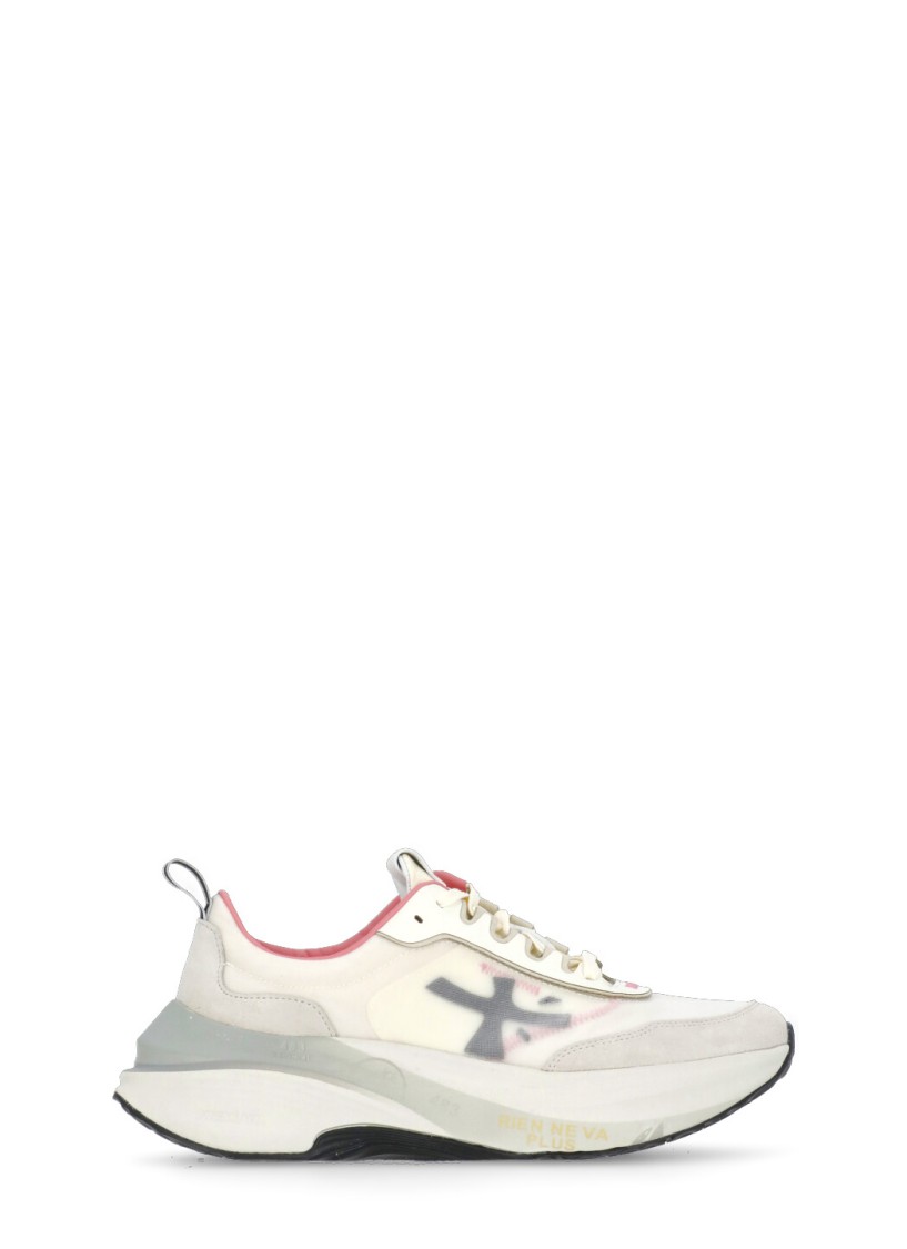 Prmt Ivory Leather And Tech Fabric Sneakers In Multi