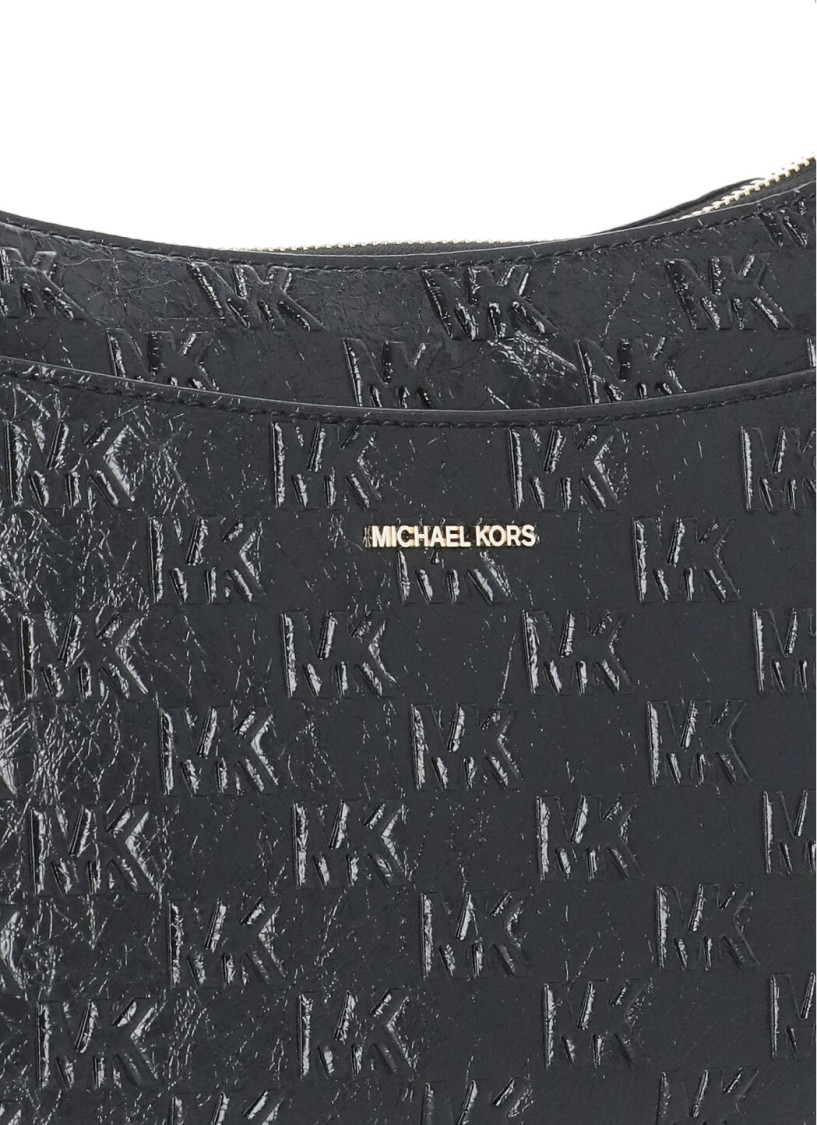 Michael Michael Kors Monogram Textured Jet Set Shoulder Bag In Grey