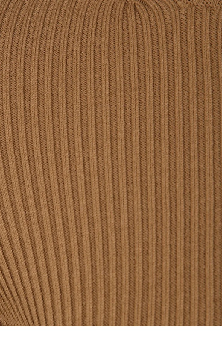 Max Mara Ribbed Cropped Top With Fitted Silhouette And Long Sleeves In Brown