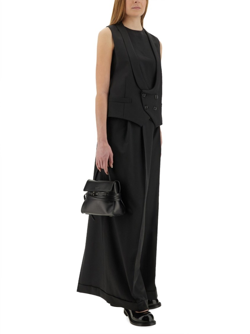 Moschino Couture Asymmetrical Wool Pants In Black
