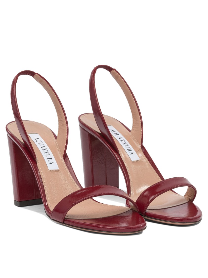 Aquazzura Red Block Sandals With Wide Strap In Burgundy