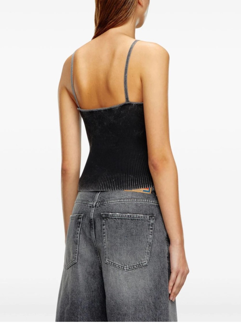 Diesel M-laila Camisole In Faded Ribbed Knit In Gray