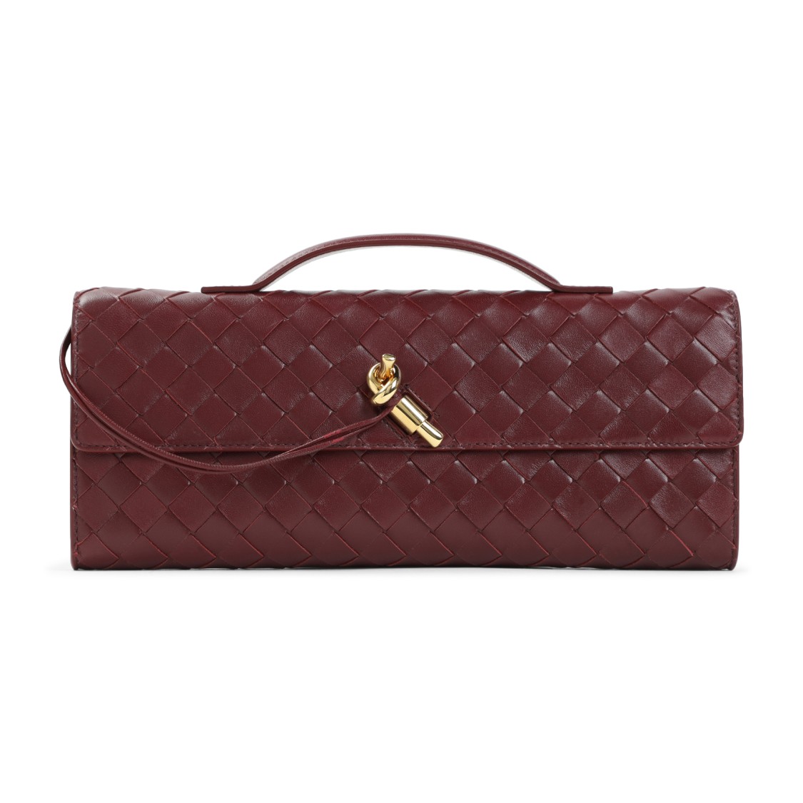Bottega Veneta Andiamo Long Intreccio Clutch Bag In Burgundy