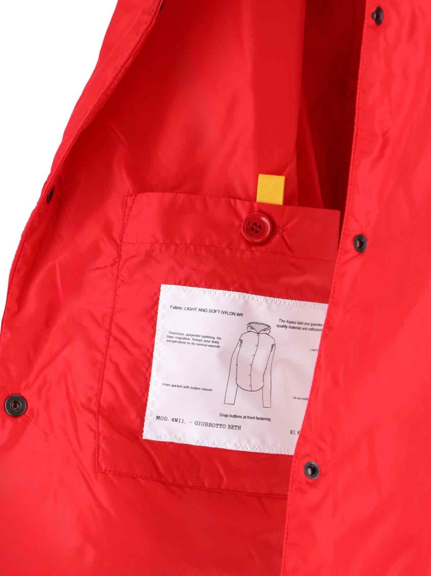 Aspesi Hooded Snap-button Coat In Red