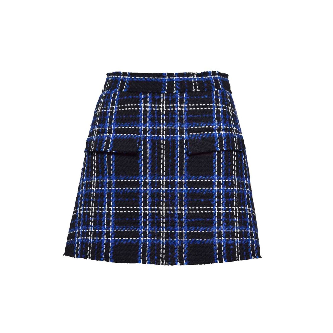 Msgm Black And Blue Tartan Tweed Skort In Black