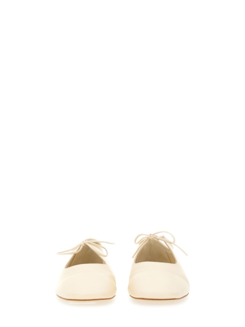 Aeyde Pointed Toe Leather Ballet Flats In Neutrals