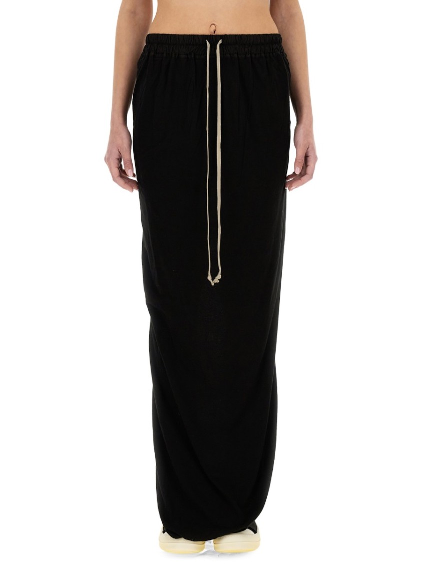 Rick Owens Drkshdw Elastic Waistband Drawstring Detail Skirt In Black