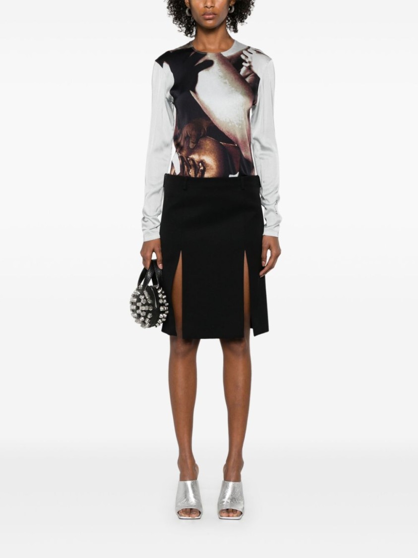 ATTICO THE ATTICO MIDI SKIRT WITH HIDDEN ZIP CLOSURE
