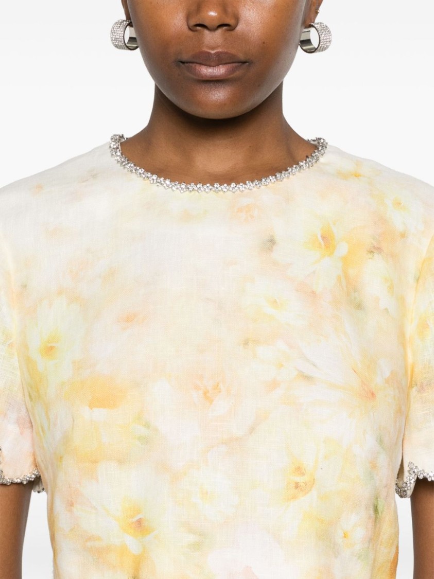 Zimmermann Women Crush Printed Linen Top In Neutrals