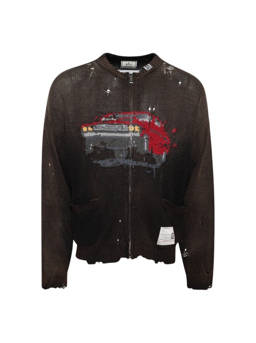 Miharayasuhiro Maison Mihara Yasuhiro Car Jacquard Knit Cardigan Black In Black