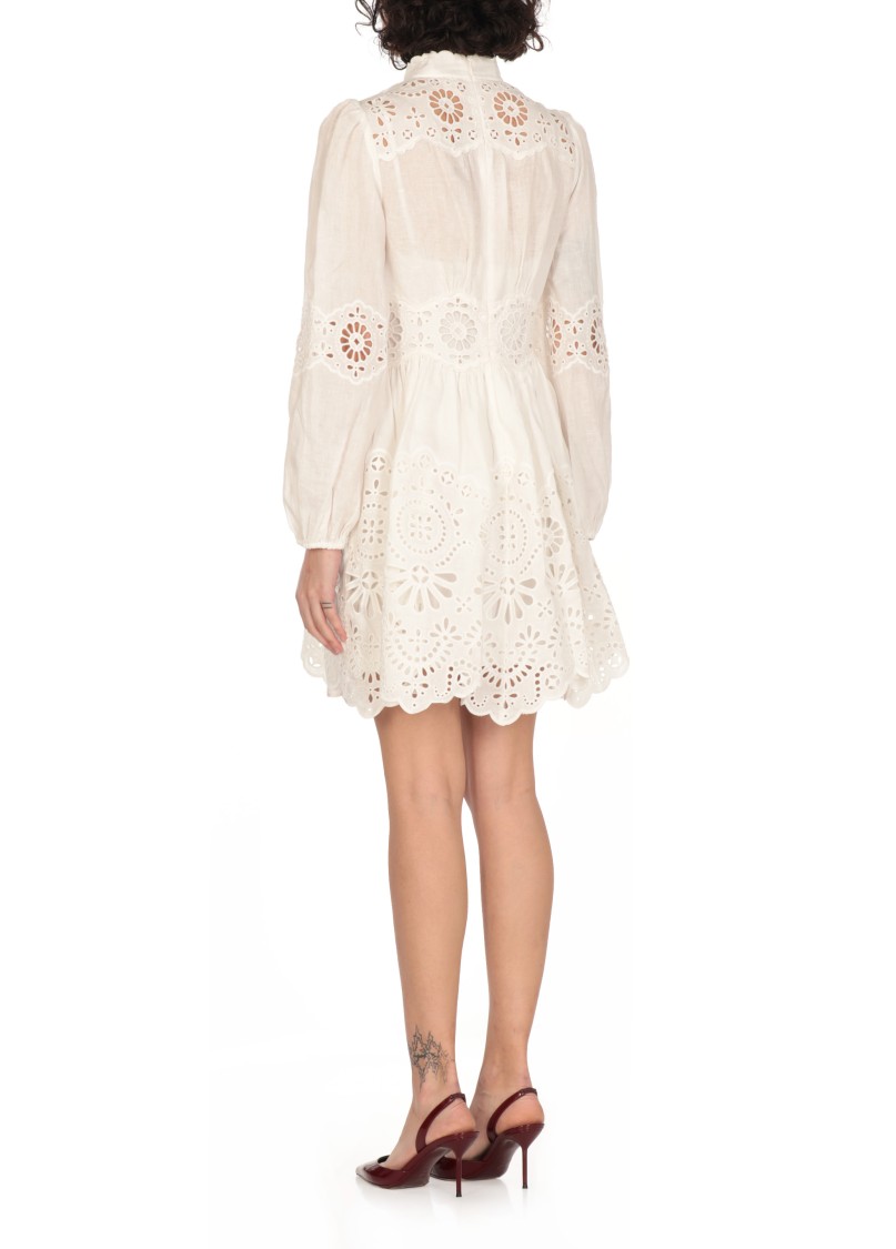 Zimmermann Acacia Broderie Mini Dress Ivory In White