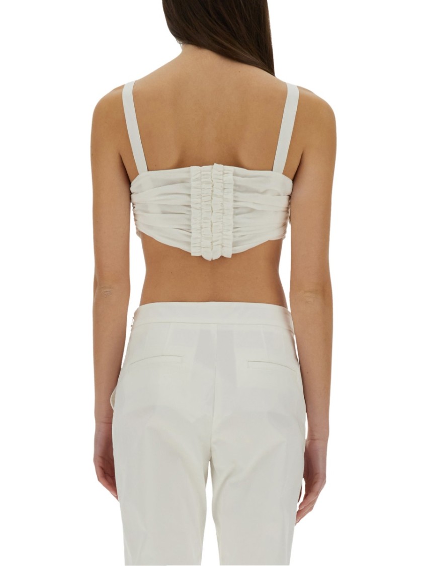 Moschino Couture Cotton And Silk Voile Crop Top In White