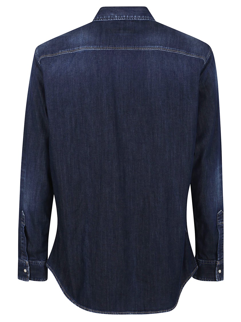 Dsquared2 Long Sleeves Button-up Shirt With Chest Pocket In Blue