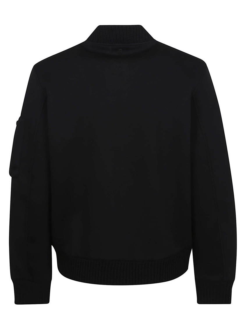 Dondup Neoprene Bomber Jacket With Ribbed Trim In Black