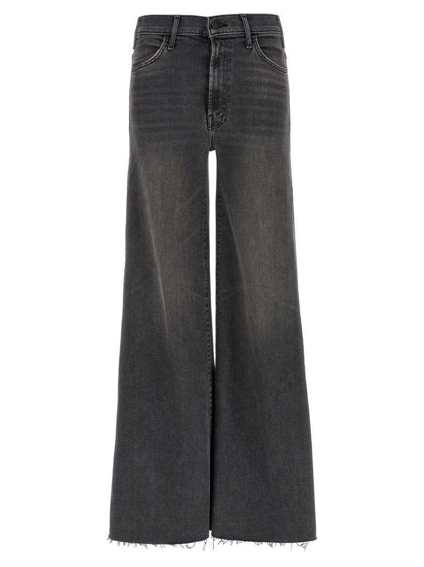 Mother Jeans Hustler Roller Sneak Fray In Black