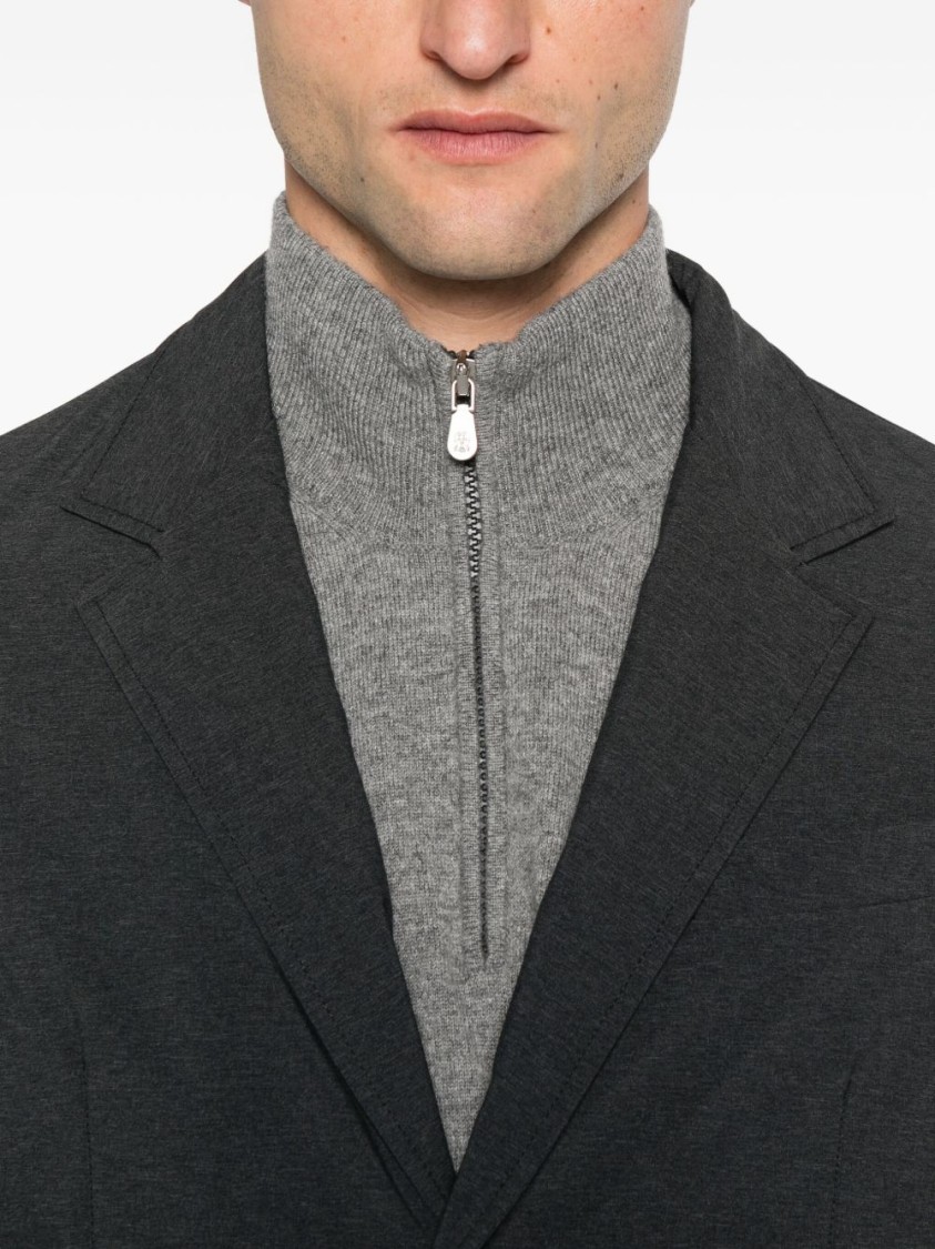 Herno Tailored Black Jacket With Detachable Hood In Black