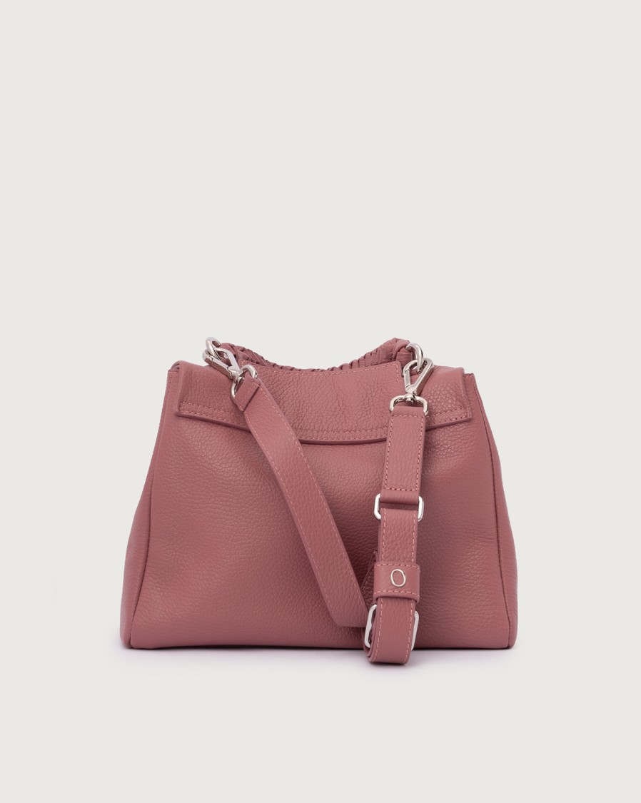 Orciani Structured Handbag With Braided Handle And Flap Closure In Pink