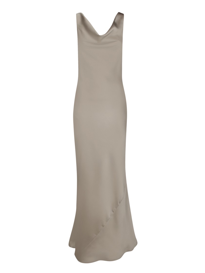 BLANCA VITA BLANCA VITA BEIGE MAXI DRESS WITH SCOOP NECKLINE 