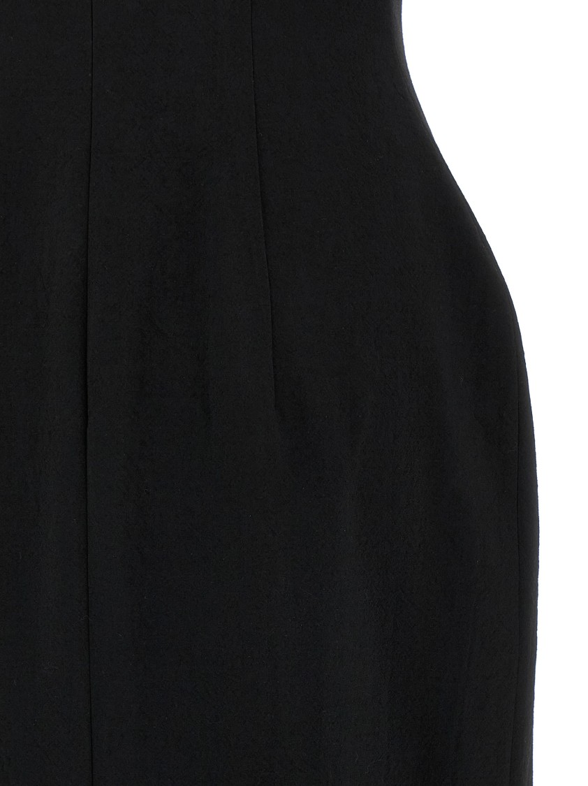 Magda Butrym Wool Midi Dress With Keyhole Opening, Black In Black