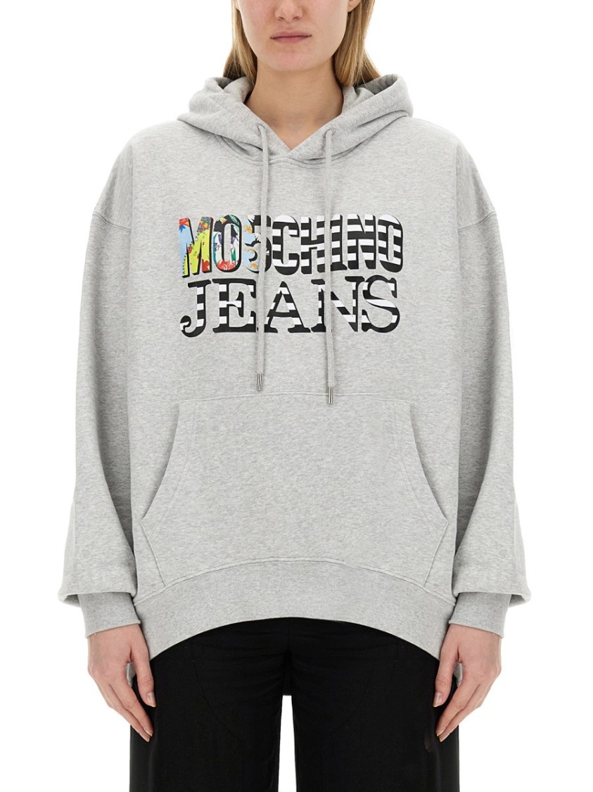 Moschino Oversized Grey Sweatshirt In White