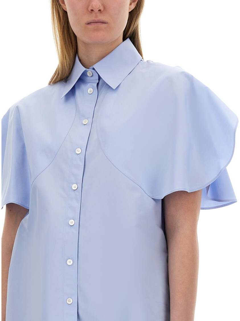 Stella Mccartney Flared Short Sleeve Cotton Shirt In Blue
