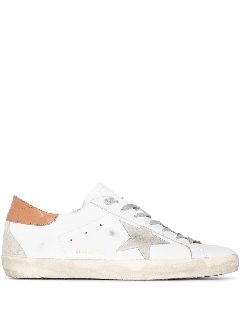 Shop Golden Goose Classic White Low-top Sneakers With Metallic Star And Distressed Finish