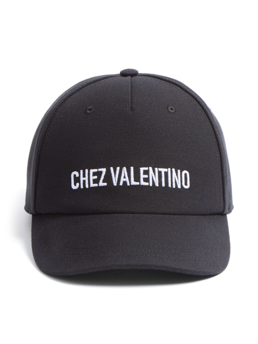 Valentino Cotton Baseball Cap With Embroidery In Black