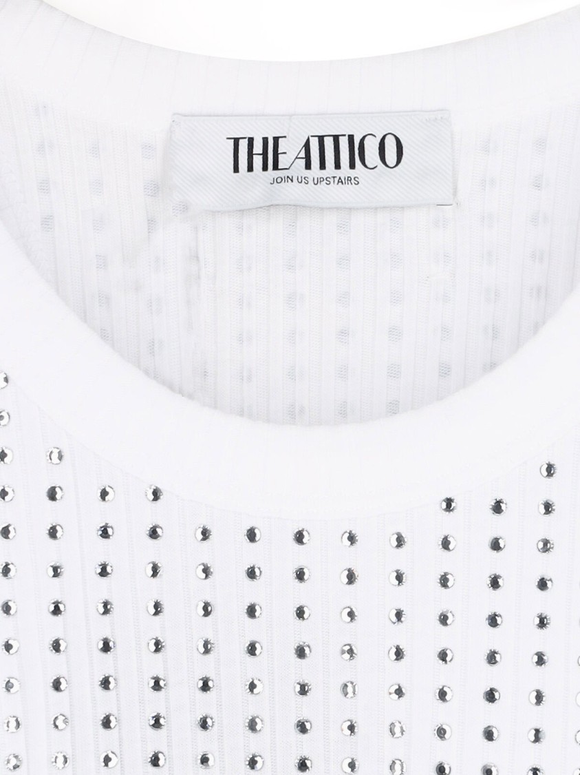 Attico Womens White Crystal-embellished Ribbed Cotton Tank Top In White