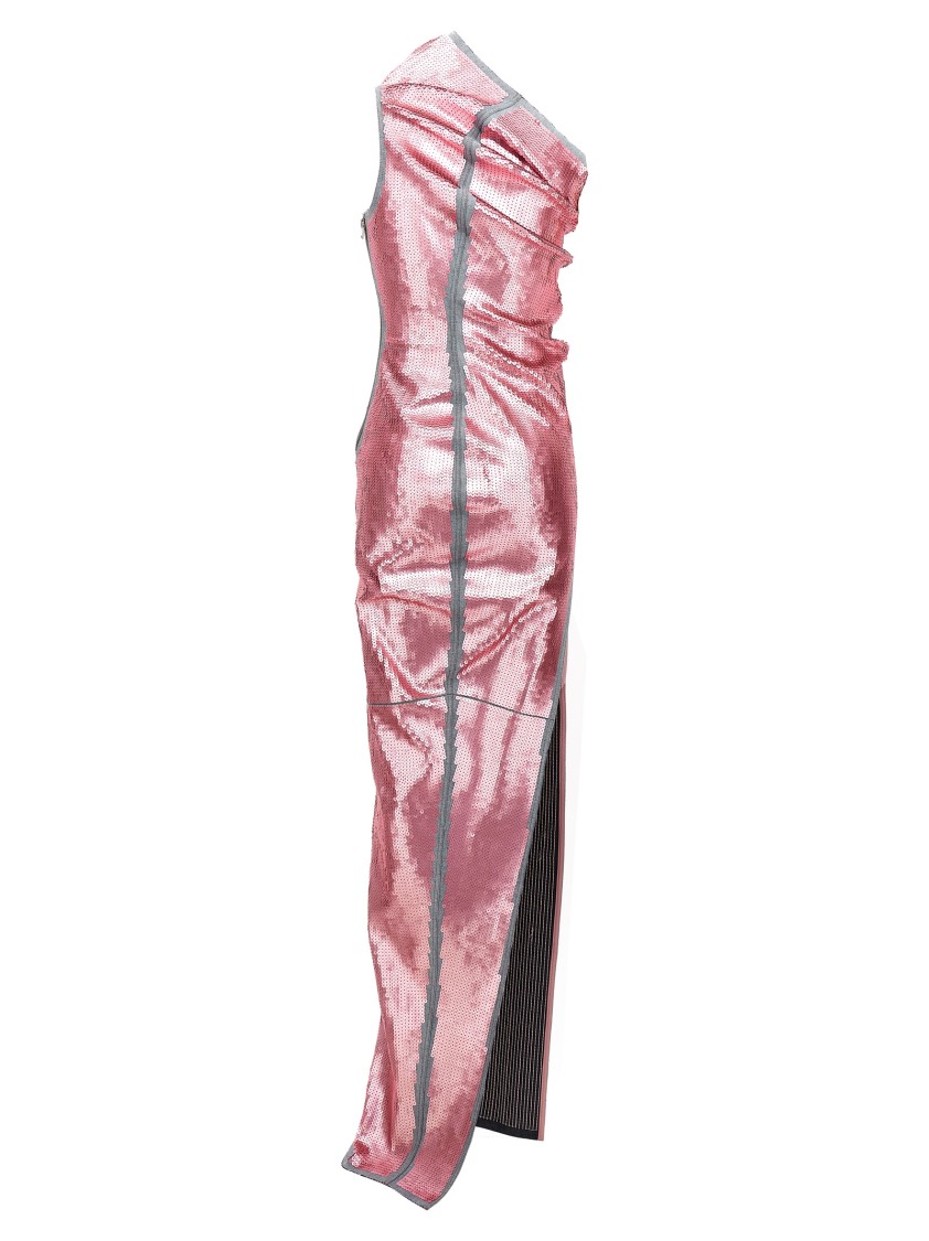 Rick Owens Sequined One-shoulder Denim Evening Dress In Multi