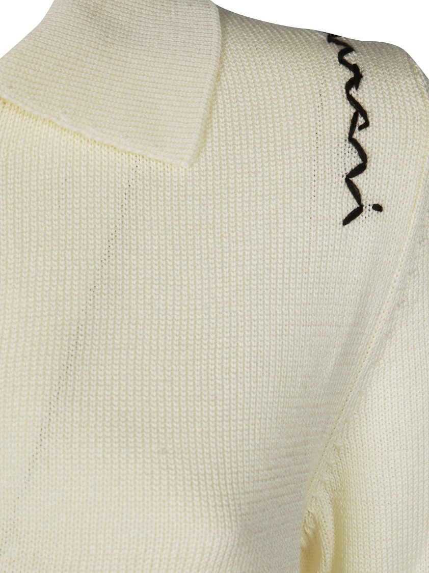 Marni Textured Button-up Cardigan With Embroidered Detail In White