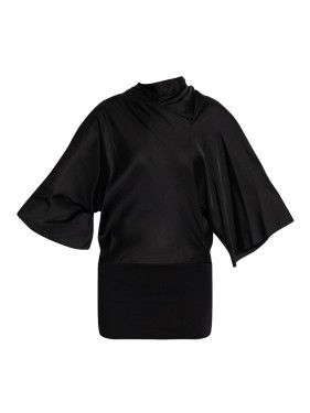 Rick Owens Cap Sleeve Black Virgin Wool Top With High Rick Owens Cap Sleeve Black Virgin Wool Top With High