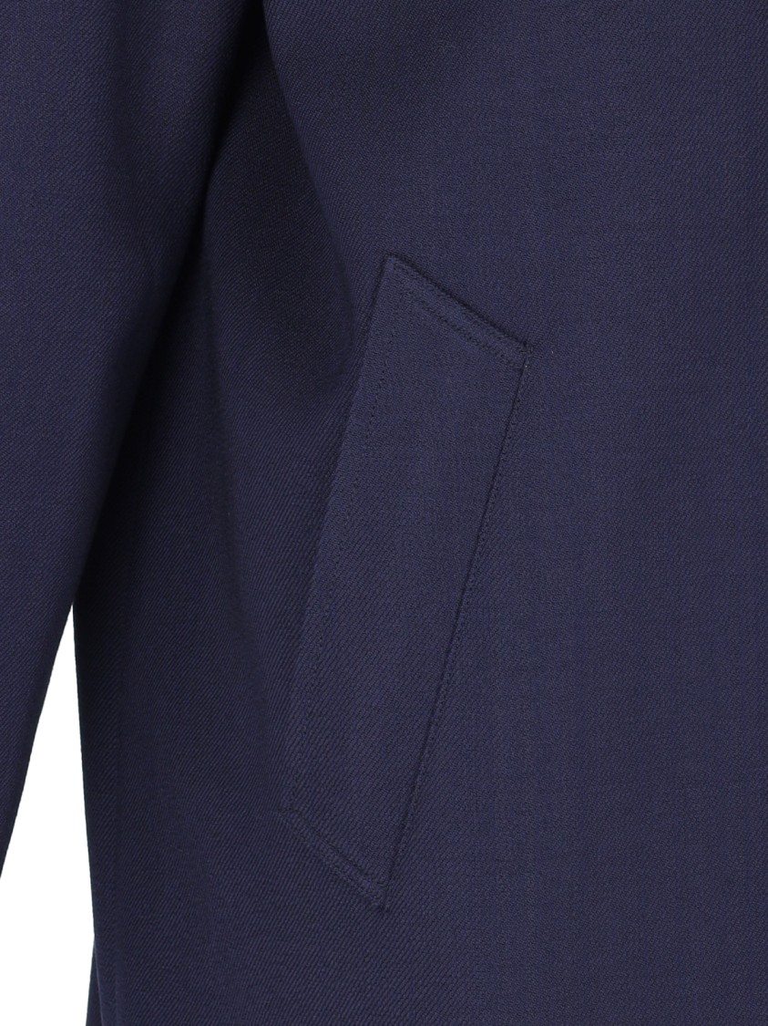 Shop Maison Margiela Blue Wool Viscose Coat In Black