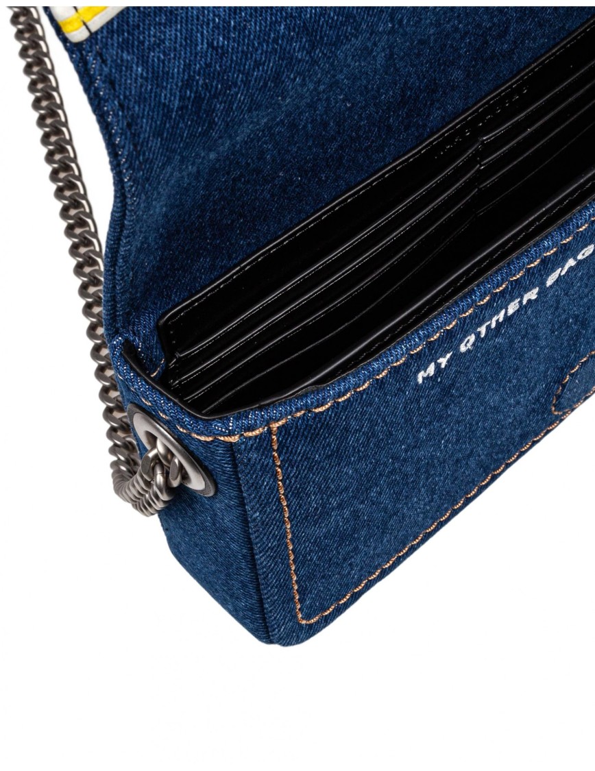 Marc Jacobs The Denim Chain Dark Wash Mini Cross-body Bag In Blue