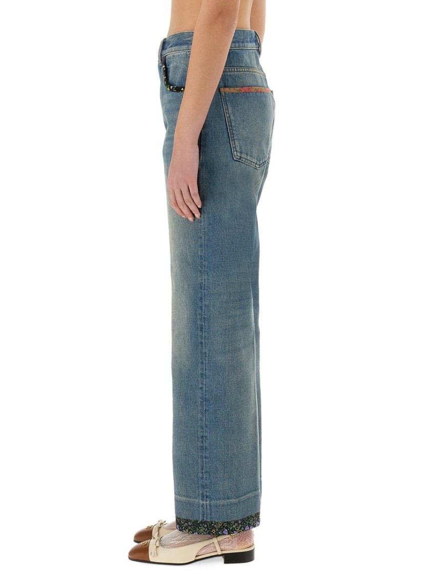 VALENTINO VALENTINO STRAIGHT-FIT DENIM PANTS WITH COLORFUL EMBELLISHMENTS 