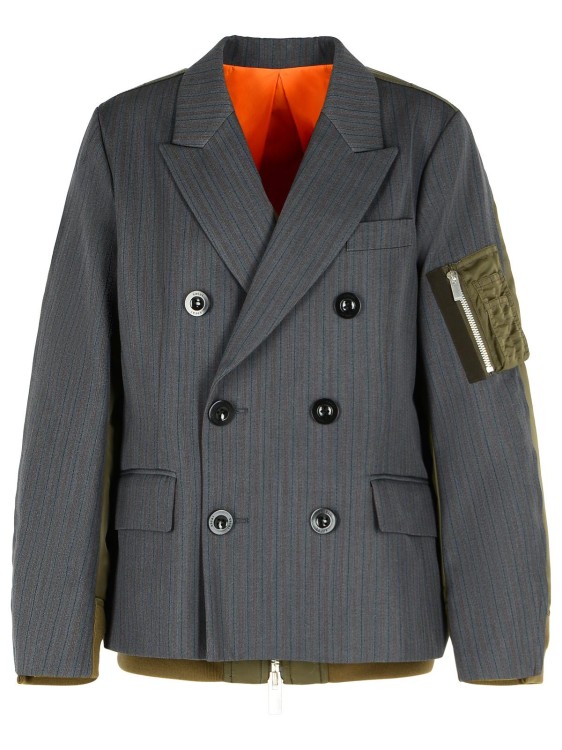 Sacai Grey Wool Blend Jacket Blazer in Grey | THE LIST