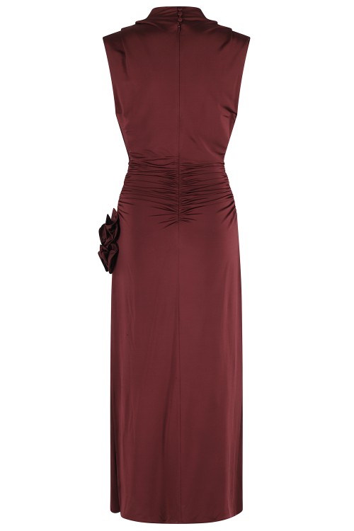 Magda Butrym Bordeaux Midi Dress With High Collar | THE LIST Magda Butrym Bordeaux Midi Dress With High Collar | THE LIST