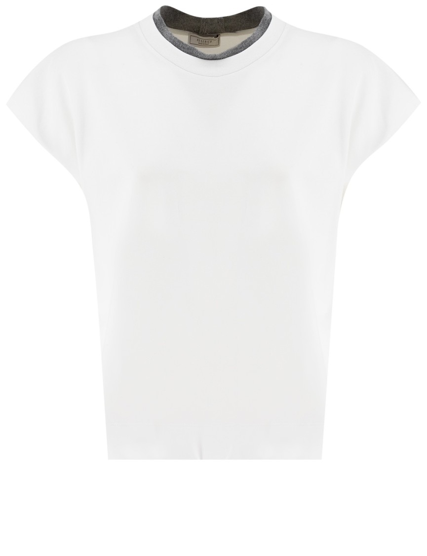Peserico Cotton T-shirt With Unique Crew Neck