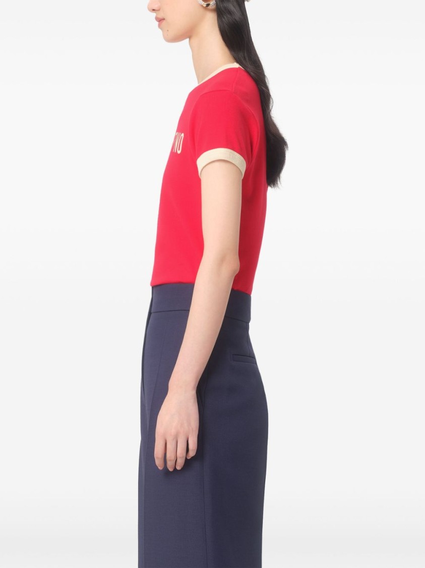 Shop Valentino Red Cotton T-shirt
